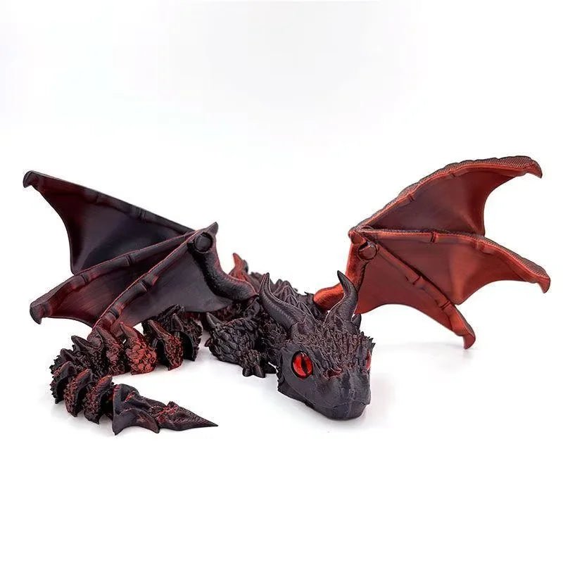 Figurine de Dragon Art Déco avec Chariot Ailé - Sculpture Résine Impression 3D à Yeux Aléatoires - Décor de Table Thème Animal Unique - RukaCraft