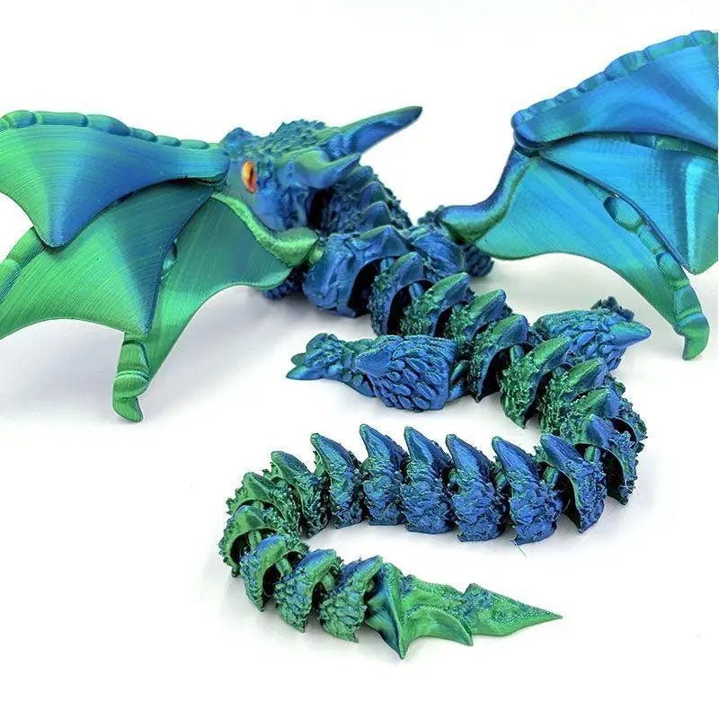 Figurine de Dragon Art Déco avec Chariot Ailé - Sculpture Résine Impression 3D à Yeux Aléatoires - Décor de Table Thème Animal Unique - RukaCraft