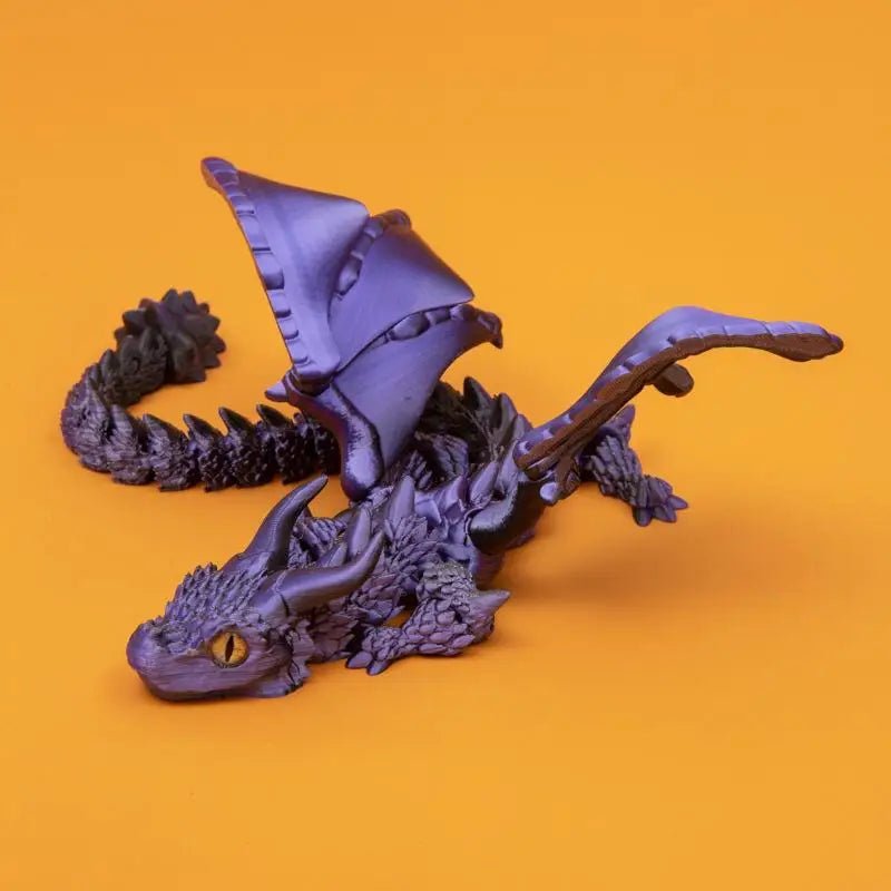 Figurine de Dragon Art Déco avec Chariot Ailé - Sculpture Résine Impression 3D à Yeux Aléatoires - Décor de Table Thème Animal Unique - RukaCraft