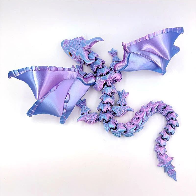 Figurine de Dragon Art Déco avec Chariot Ailé - Sculpture Résine Impression 3D à Yeux Aléatoires - Décor de Table Thème Animal Unique - RukaCraft
