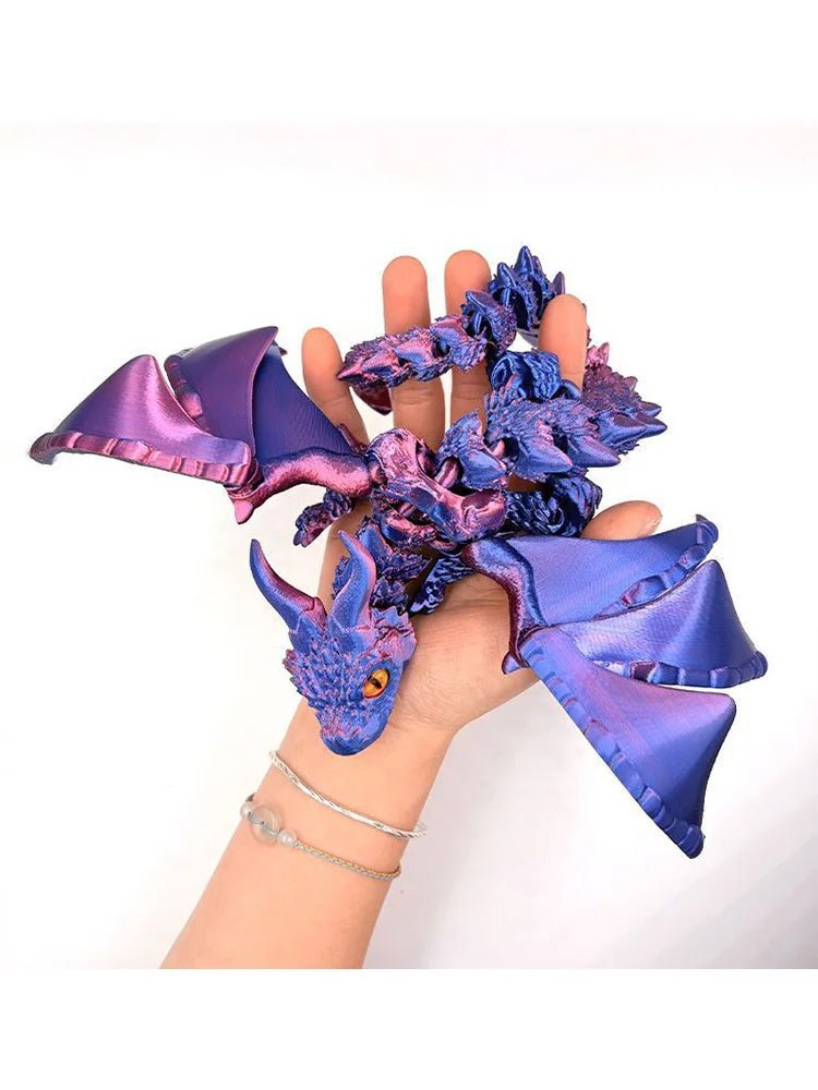 Figurine de Dragon Art Déco avec Chariot Ailé - Sculpture Résine Impression 3D à Yeux Aléatoires - Décor de Table Thème Animal Unique - RukaCraft