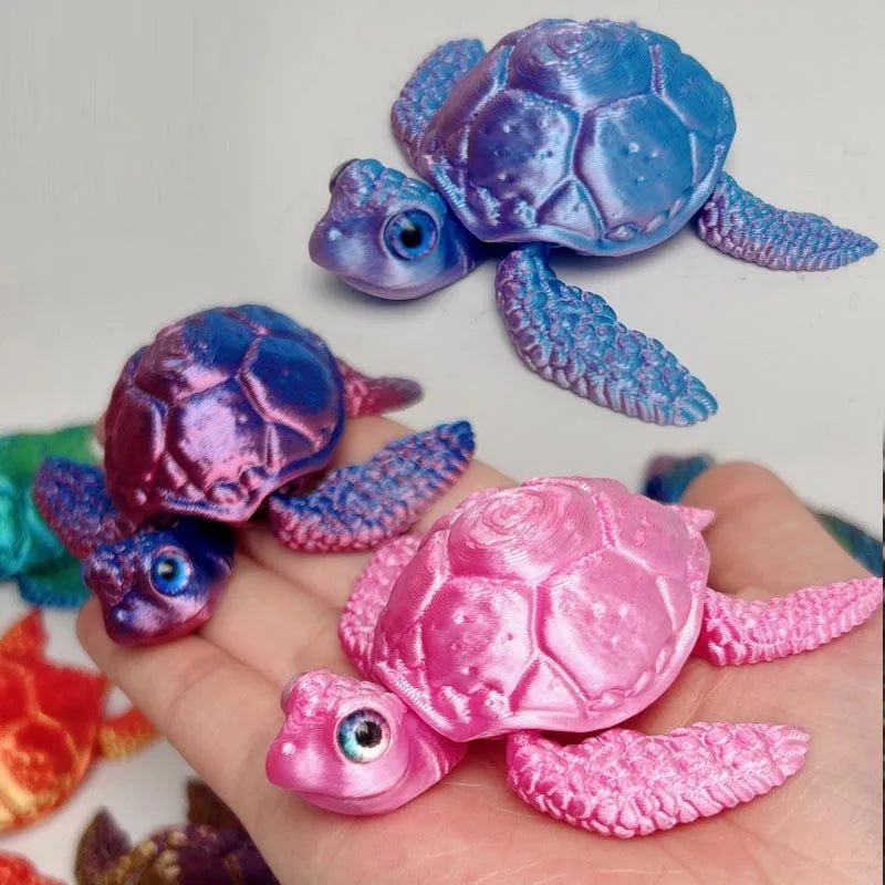 Figurine de Tortue de Mer Articulée | Modèle 3D Imprimé - Décoration de Bureau Moderne - RukaCraft