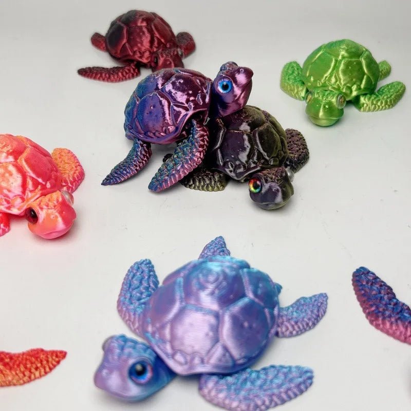 Figurine de Tortue de Mer Articulée | Modèle 3D Imprimé - Décoration de Bureau Moderne - RukaCraft