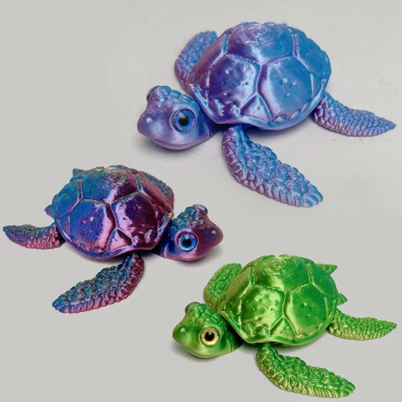 Figurine de Tortue de Mer Articulée | Modèle 3D Imprimé - Décoration de Bureau Moderne - RukaCraft