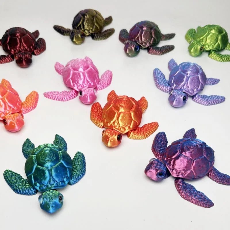 Figurine de Tortue de Mer Articulée | Modèle 3D Imprimé - Décoration de Bureau Moderne - RukaCraft