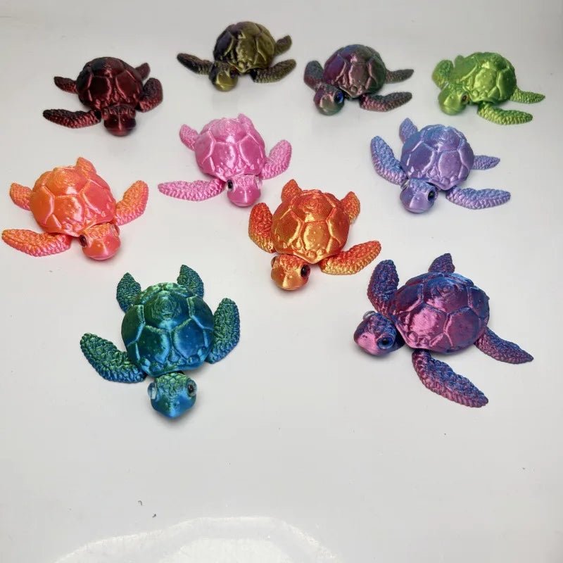 Figurine de Tortue de Mer Articulée | Modèle 3D Imprimé - Décoration de Bureau Moderne - RukaCraft