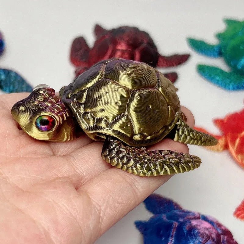 Figurine de Tortue de Mer Articulée | Modèle 3D Imprimé - Décoration de Bureau Moderne - RukaCraft