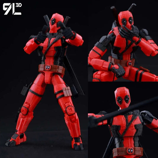 Figurine Deadpool Articulée 9L3D 14cm | Personnage Marvel - Collection Modèle 3D Pièces Interchangeables | Impression 3D - RukaCraft
