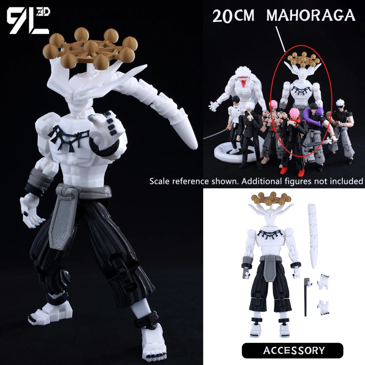 Figurine Demon Slayer Mahoraga 14cm Articulée | Modèle 9L3D Collection - Pièces Interchangeables | Impression 3D - RukaCraft