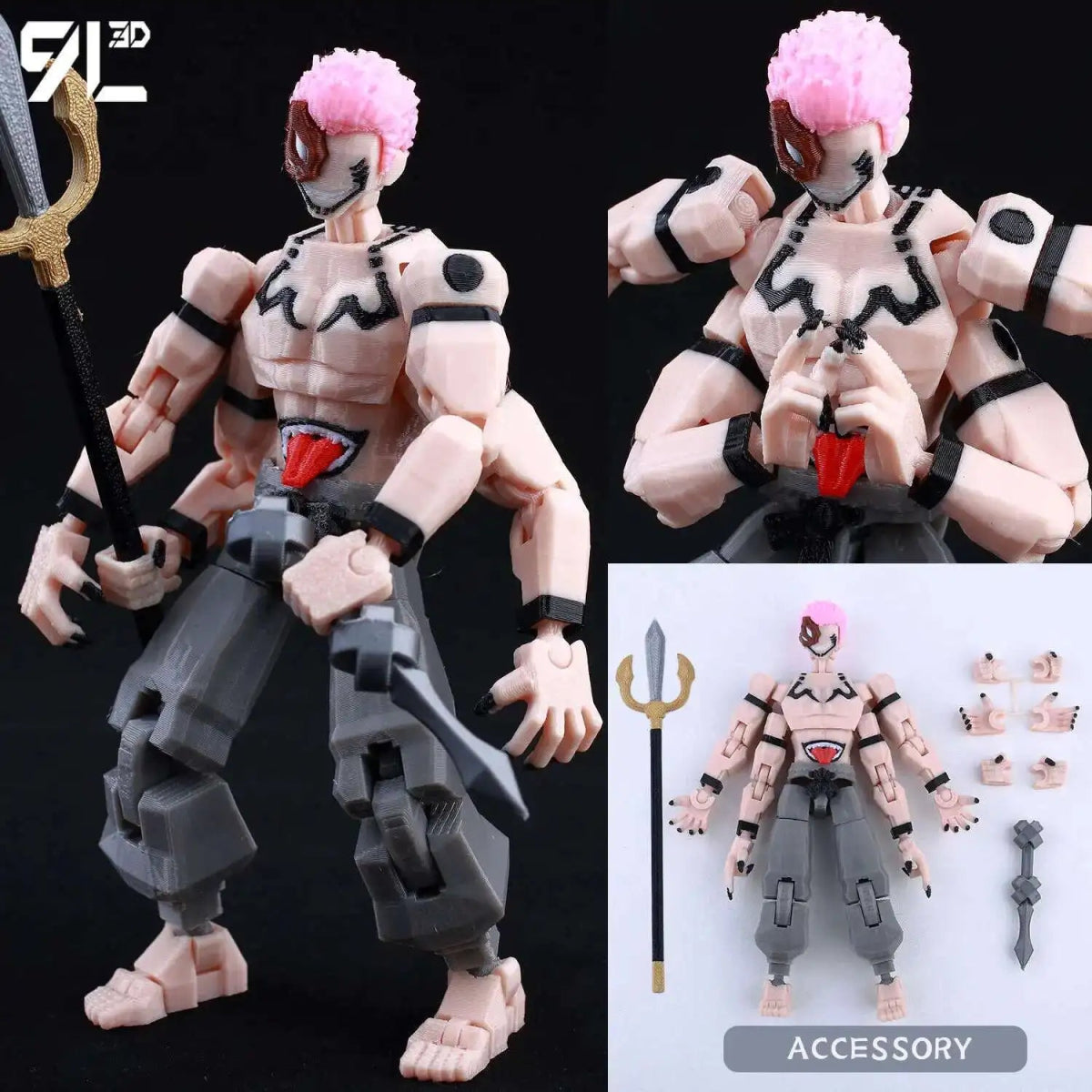 Figurine Demon Slayer Mahoraga 14cm Articulée | Modèle 9L3D Collection - Pièces Interchangeables | Impression 3D - RukaCraft