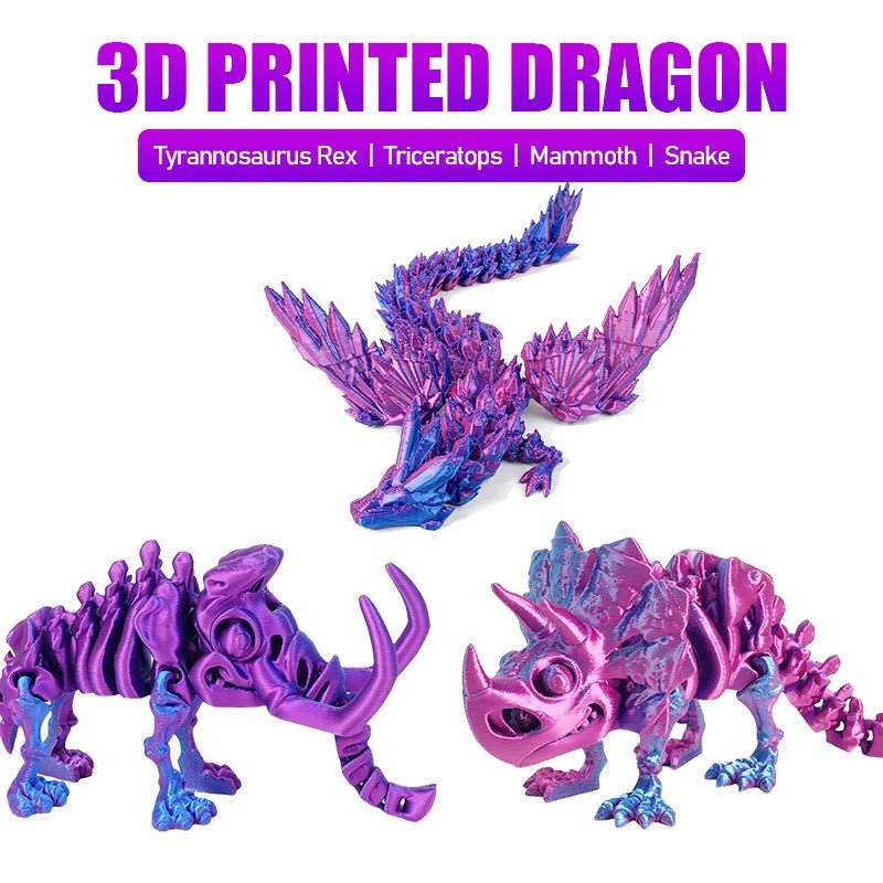 Figurine Dragon Articulée Imprimée en 3D | Modèle Décoratif avec Joints Mobiles | PLA Écologique - RukaCraft