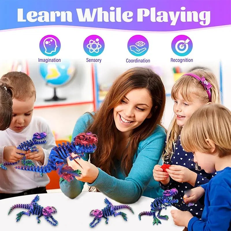 Figurine Dragon Articulée Imprimée en 3D | Modèle Décoratif avec Joints Mobiles | PLA Écologique - RukaCraft