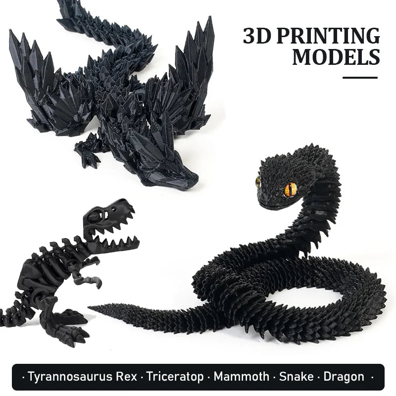 Figurine Dragon Articulée Imprimée en 3D | Modèle Décoratif avec Joints Mobiles | PLA Écologique - RukaCraft