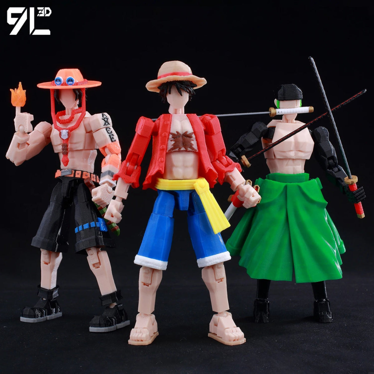 Figurine ONE PIECE Articulée 14cm | Zoro, Ace, Luffy - Modèle Collection 3D Pièces Interchangeables | Impression 3D - RukaCraft
