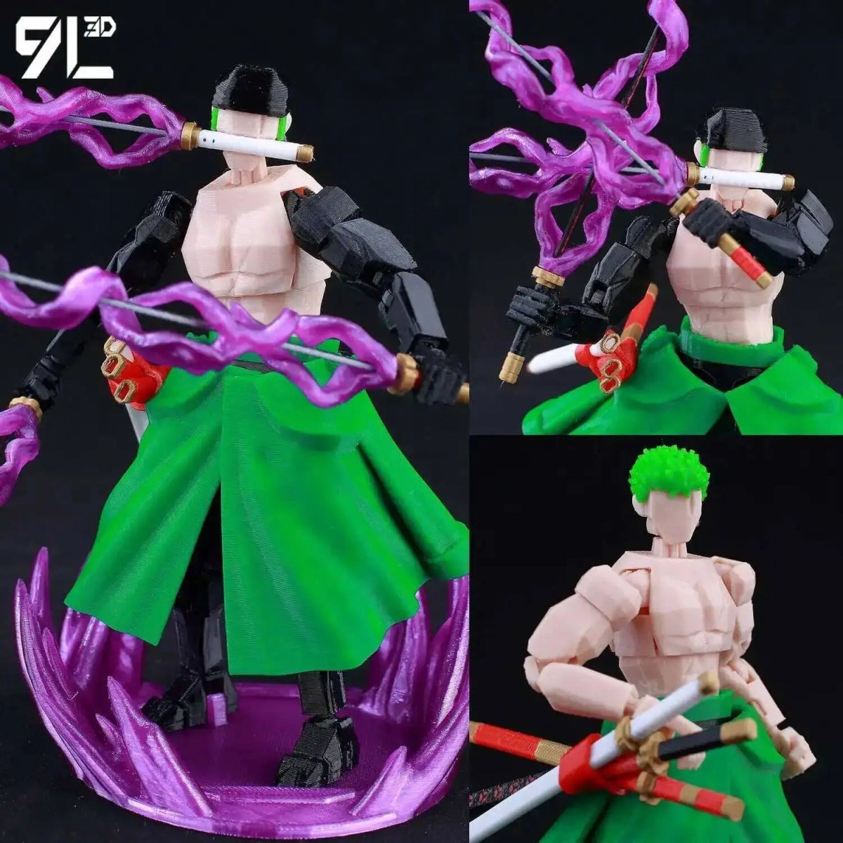 Figurine ONE PIECE Articulée 14cm | Zoro, Ace, Luffy - Modèle Collection 3D Pièces Interchangeables | Impression 3D - RukaCraft