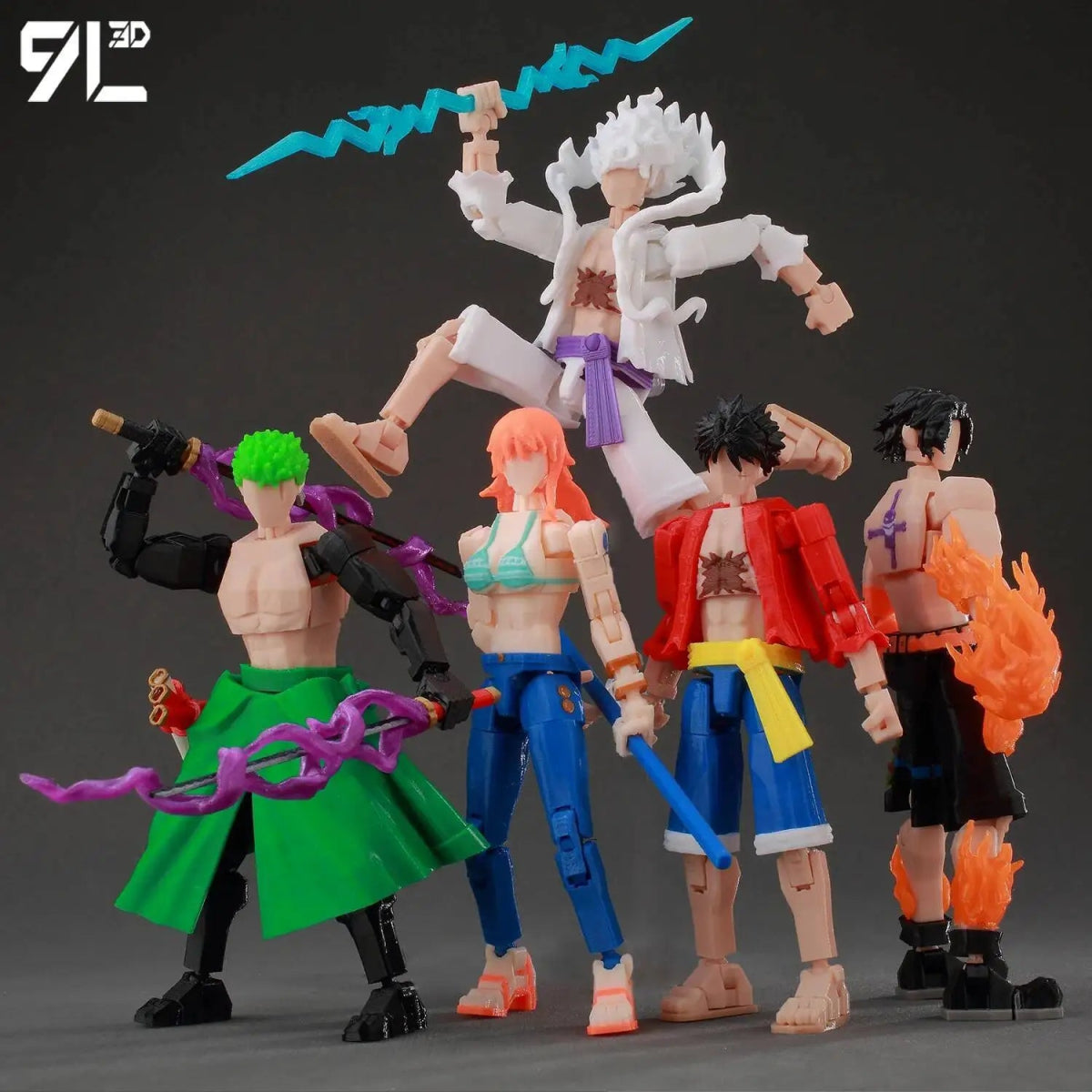 Figurine ONE PIECE Articulée 14cm | Zoro, Ace, Luffy - Modèle Collection 3D Pièces Interchangeables | Impression 3D - RukaCraft