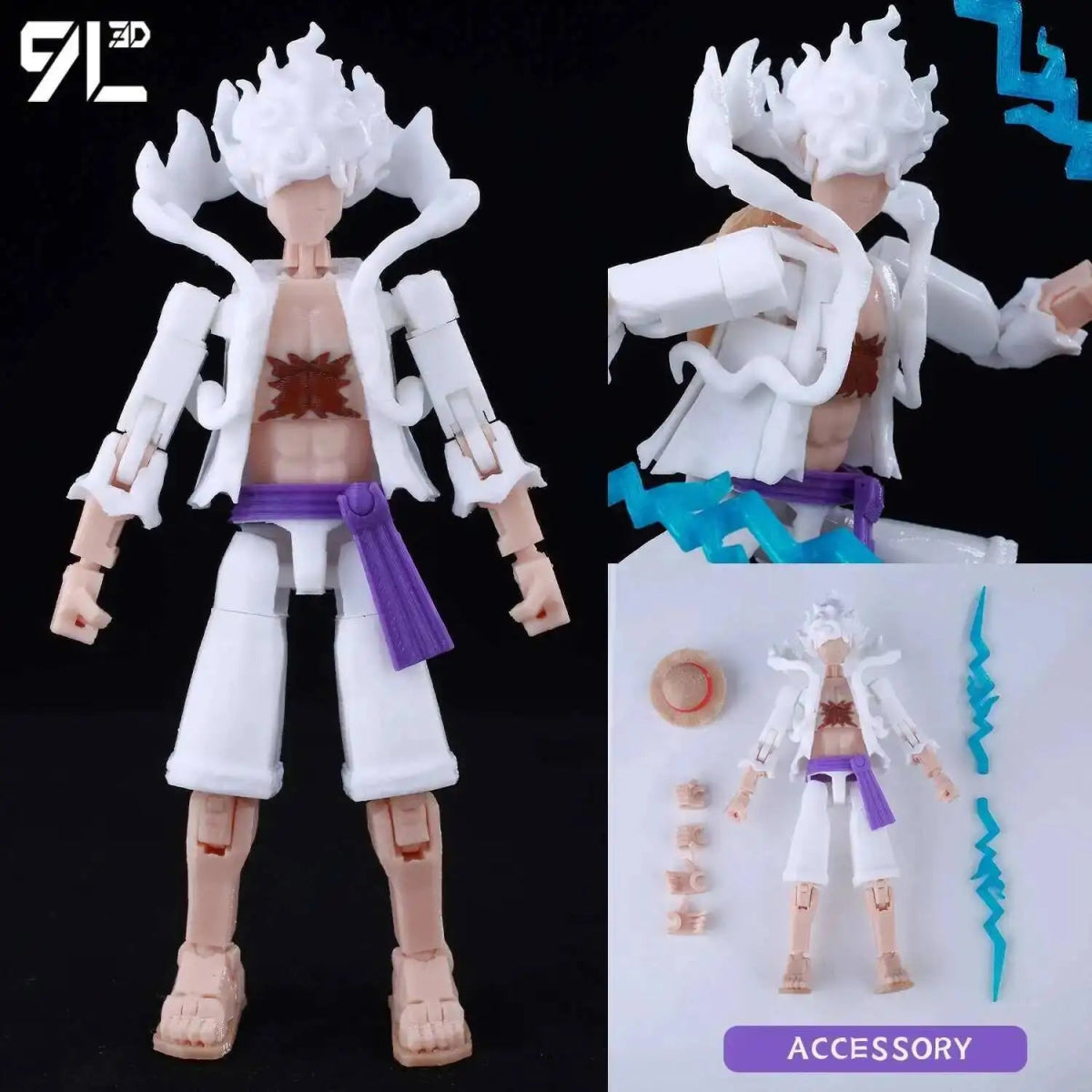 Figurine ONE PIECE Articulée 14cm | Zoro, Ace, Luffy - Modèle Collection 3D Pièces Interchangeables | Impression 3D - RukaCraft