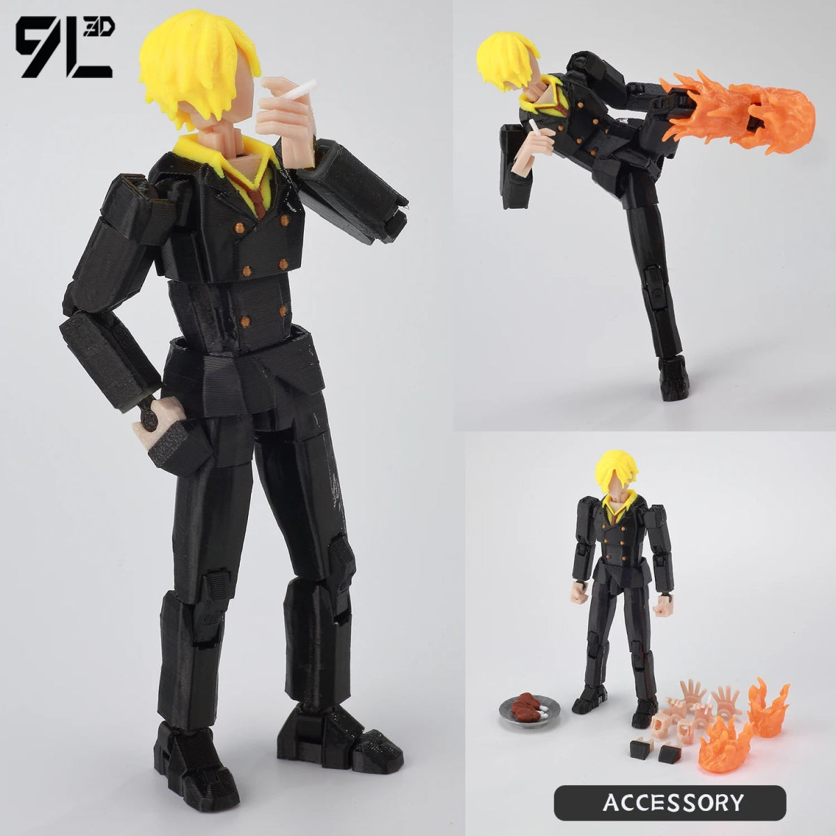 Figurine ONE PIECE Articulée 14cm | Zoro, Ace, Luffy - Modèle Collection 3D Pièces Interchangeables | Impression 3D - RukaCraft