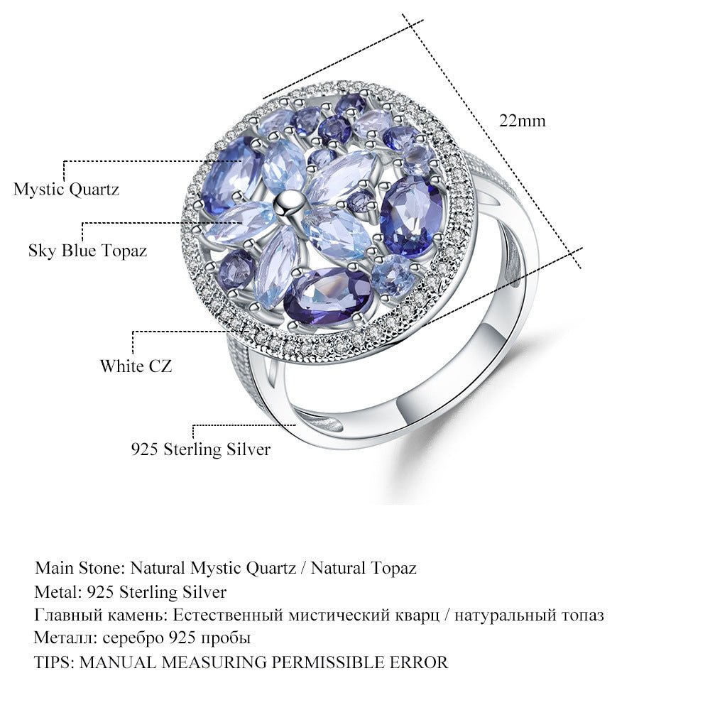 Gemstone Ring Women European And American Retro Natural Stone Topaz Crystal Ring - RukaCraft