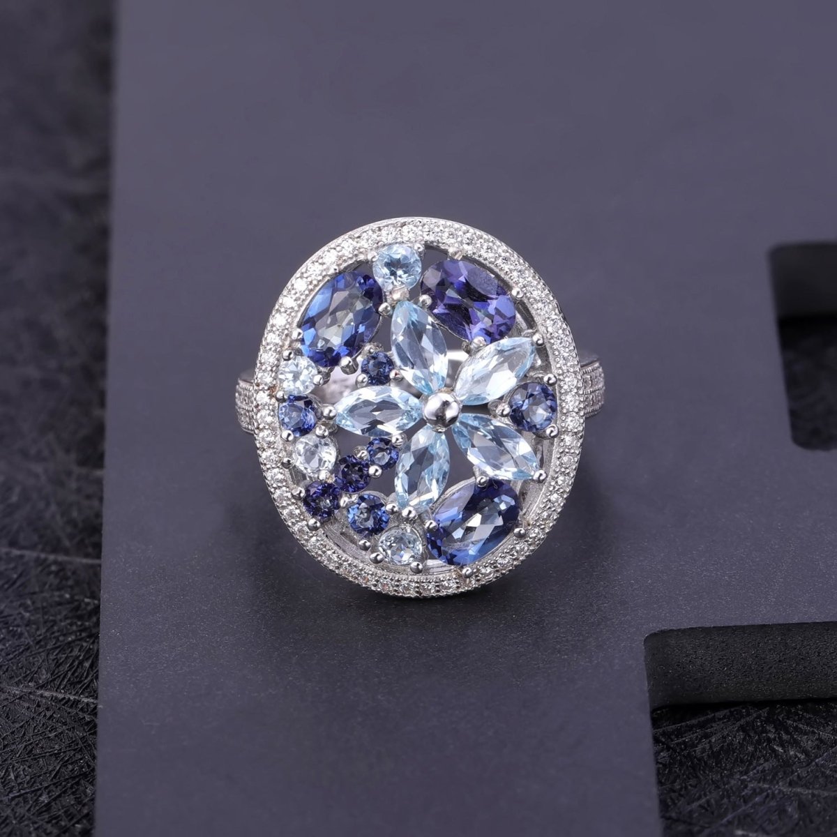 Gemstone Ring Women European And American Retro Natural Stone Topaz Crystal Ring - RukaCraft