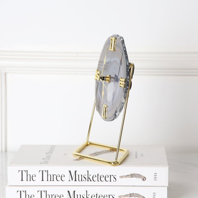 🌟 Golden Agate Stone Clock — Timeless Elegance, Earth's Rhythm 🌟 - RukaCraft