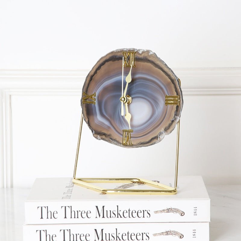 🌟 Golden Agate Stone Clock — Timeless Elegance, Earth's Rhythm 🌟 - RukaCraft