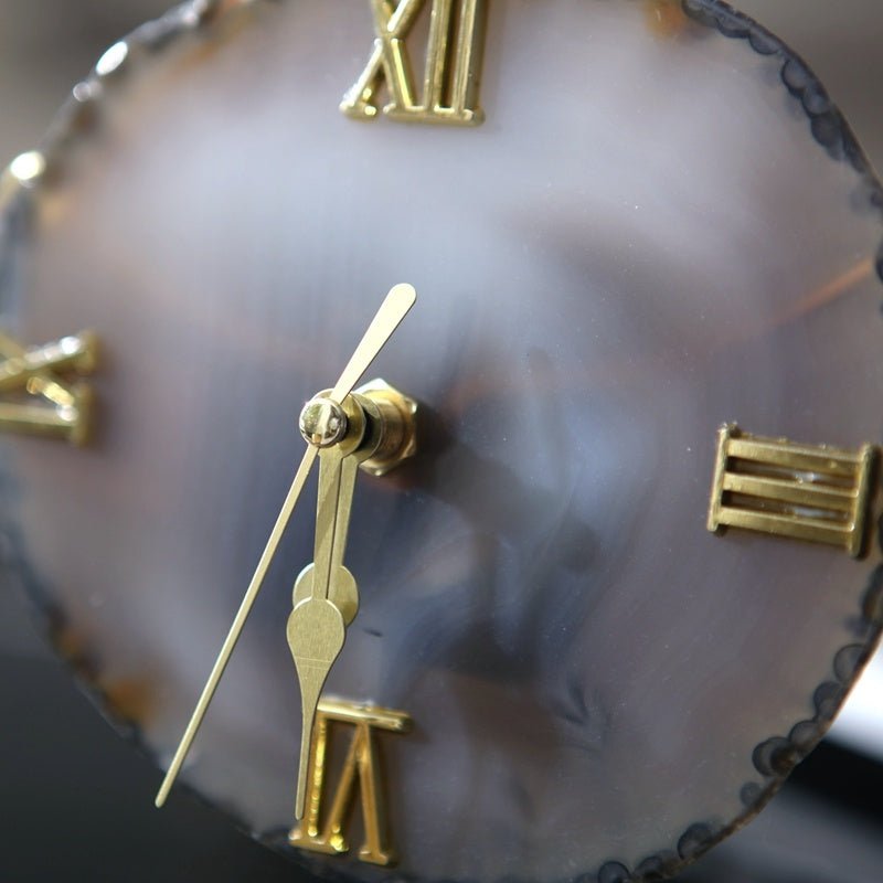 🌟 Golden Agate Stone Clock — Timeless Elegance, Earth's Rhythm 🌟 - RukaCraft