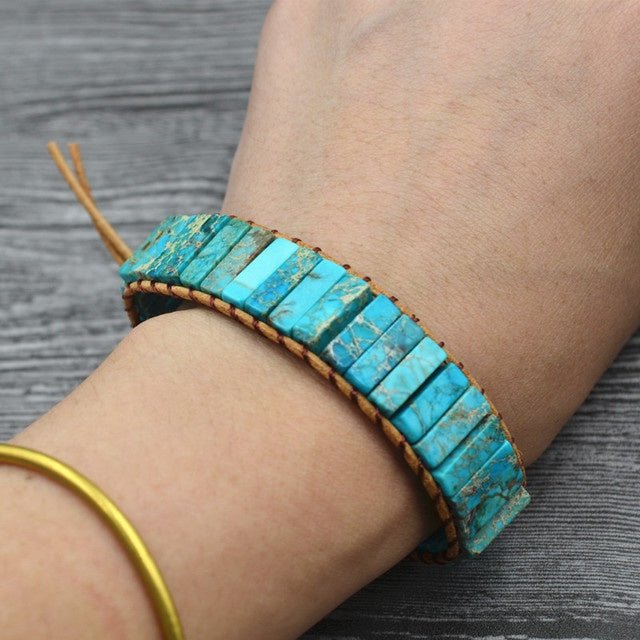 🌟 Handmade Emperor Stone Leather Bracelet — The Warrior's Truth, Woven by Earth 🌟 - RukaCraft