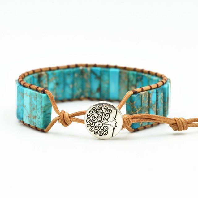 🌟 Handmade Emperor Stone Leather Bracelet — The Warrior's Truth, Woven by Earth 🌟 - RukaCraft