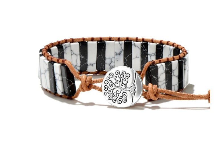 🌟 Handmade Emperor Stone Leather Bracelet — The Warrior's Truth, Woven by Earth 🌟 - RukaCraft