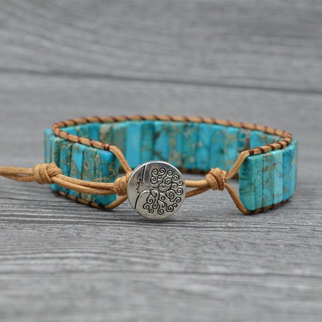 🌟 Handmade Emperor Stone Leather Bracelet — The Warrior's Truth, Woven by Earth 🌟 - RukaCraft