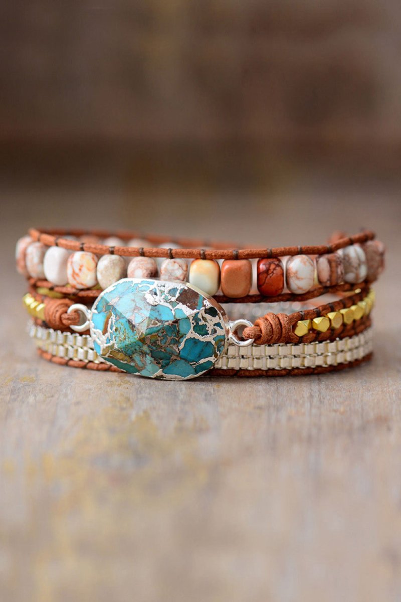 Handmade Natural Stone Copper Bracelet - Embrace Earth's Energy - RukaCraft
