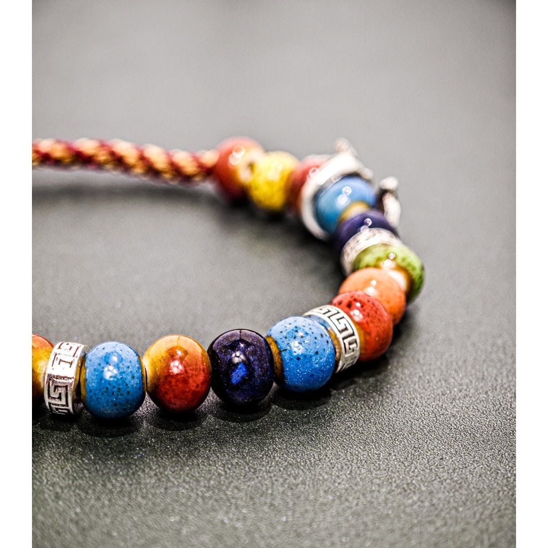 Handmade String Finished Colored Stone Bracelet - RukaCraft