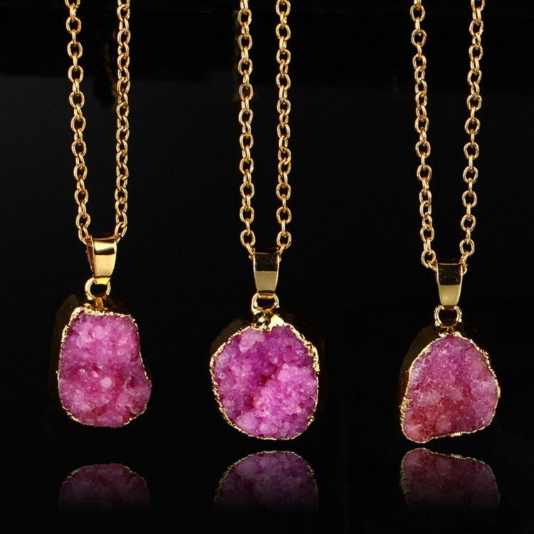 🌟 Ladies Round Irregular Water Droplets Natural Stone Pendant Necklace — Earth’s Tears, Eternal Elegance 🌟 - RukaCraft