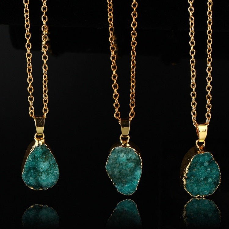 🌟 Ladies Round Irregular Water Droplets Natural Stone Pendant Necklace — Earth’s Tears, Eternal Elegance 🌟 - RukaCraft