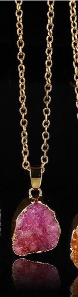 🌟 Ladies Round Irregular Water Droplets Natural Stone Pendant Necklace — Earth’s Tears, Eternal Elegance 🌟 - RukaCraft