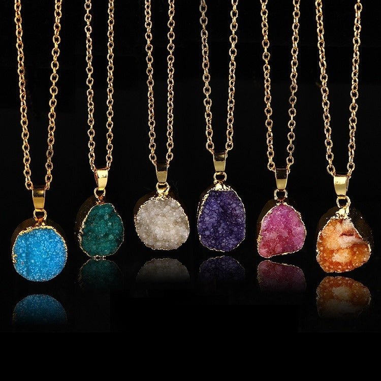 🌟 Ladies Round Irregular Water Droplets Natural Stone Pendant Necklace — Earth’s Tears, Eternal Elegance 🌟 - RukaCraft