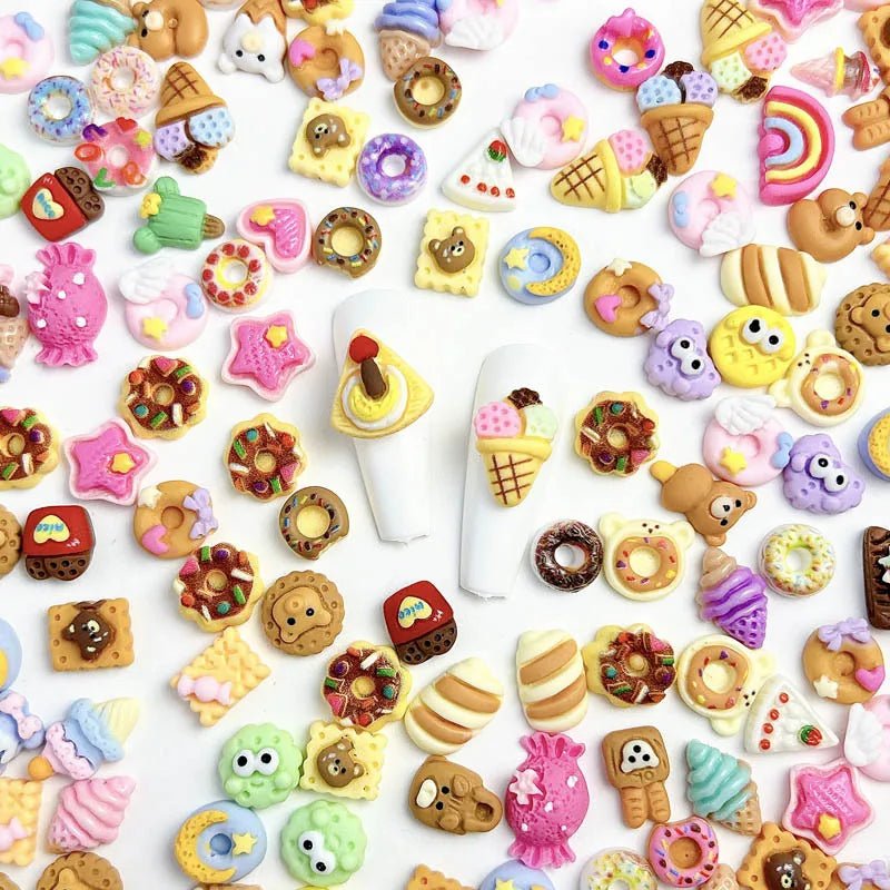 Lot de 20/50/100/200 Charms pour Ongles et Bijoux Desserts en Résine | Série Gourmande Mignonne - DIY KAWAHIP - RukaCraft