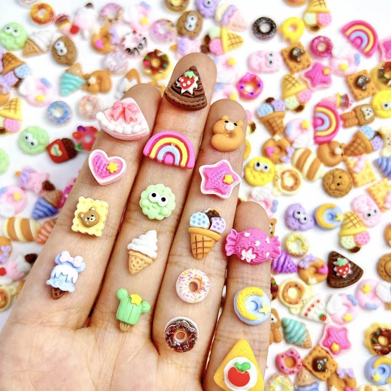 Lot de 20/50/100/200 Charms pour Ongles et Bijoux Desserts en Résine | Série Gourmande Mignonne - DIY KAWAHIP - RukaCraft