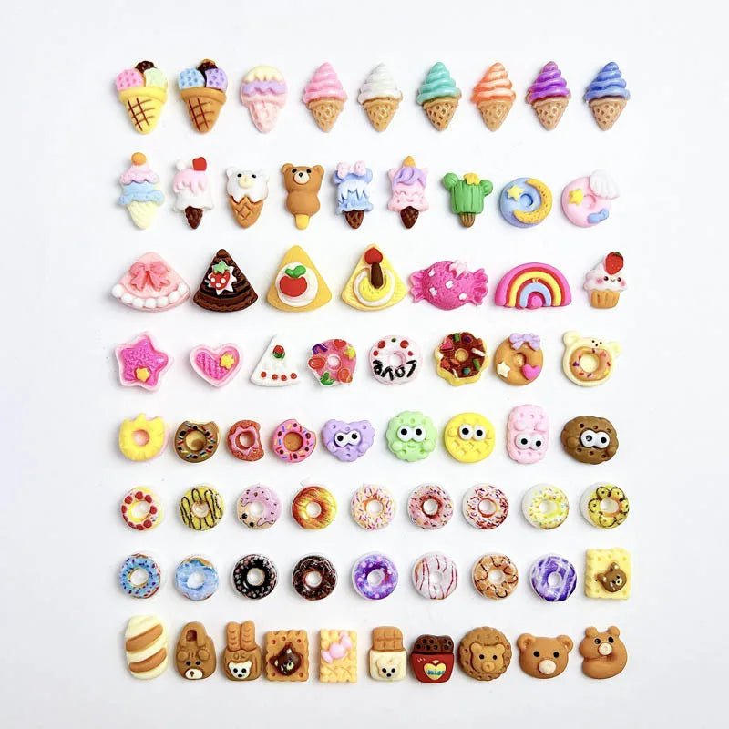 Lot de 20/50/100/200 Charms pour Ongles et Bijoux Desserts en Résine | Série Gourmande Mignonne - DIY KAWAHIP - RukaCraft