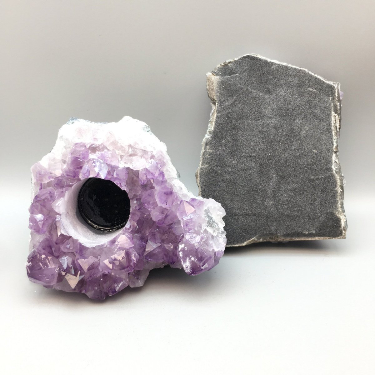 Natural Amethyst Vug Candlestick Decoration Purple Vug Block Rough Stone - RukaCraft