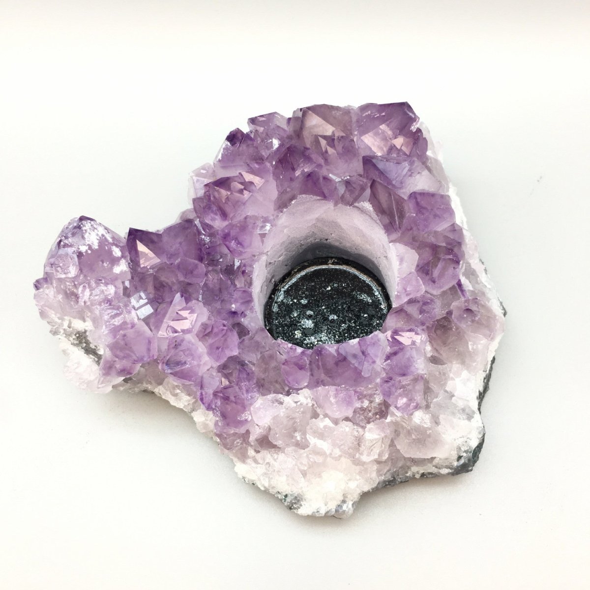 Natural Amethyst Vug Candlestick Decoration Purple Vug Block Rough Stone - RukaCraft