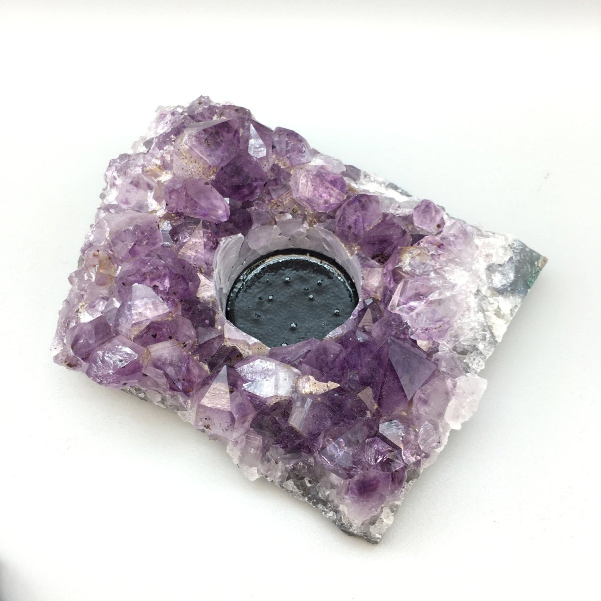 Natural Amethyst Vug Candlestick Decoration Purple Vug Block Rough Stone - RukaCraft