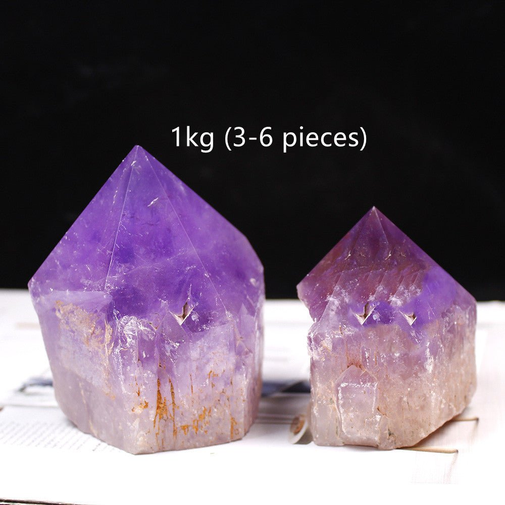 Natural Brazilian Amethyst Rough Stone Ornament Hexagonal Pillar - RukaCraft