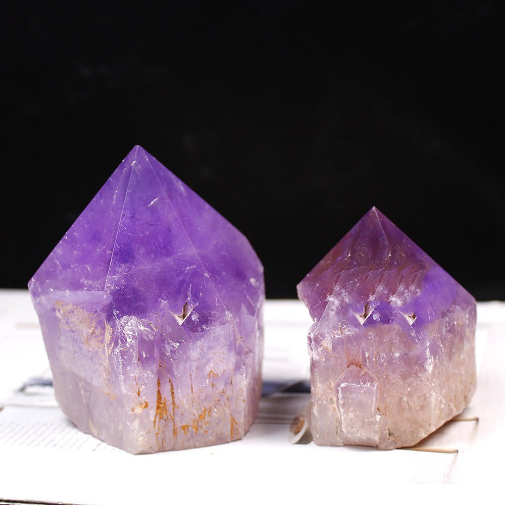 Natural Brazilian Amethyst Rough Stone Ornament Hexagonal Pillar - RukaCraft