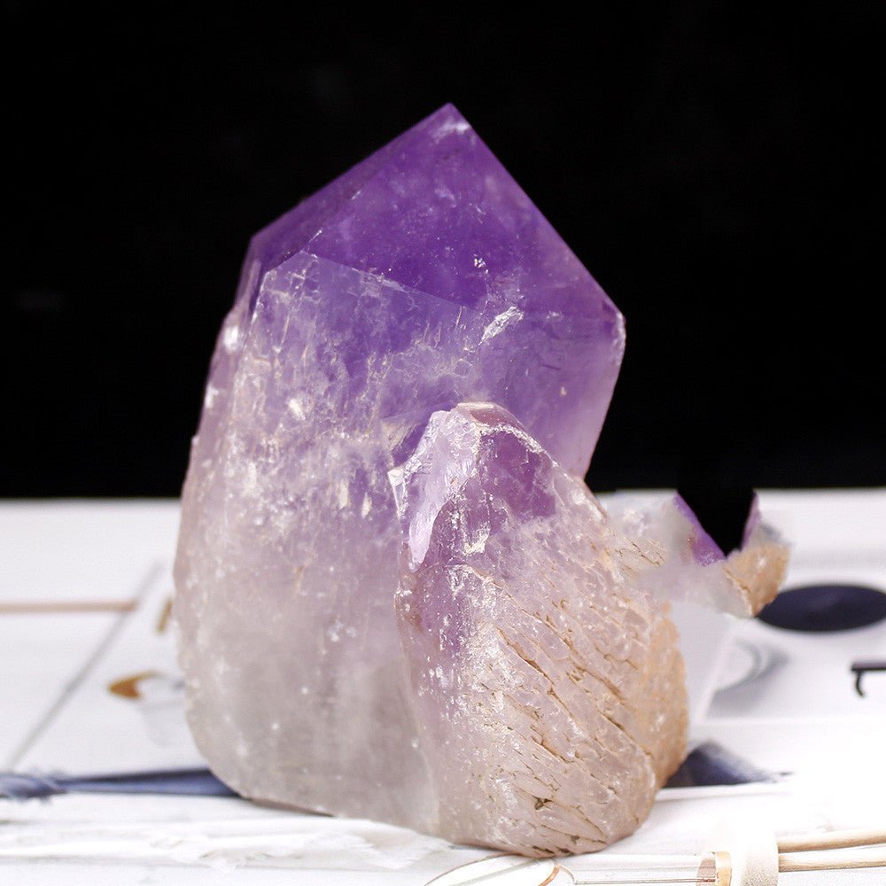 Natural Brazilian Amethyst Rough Stone Ornament Hexagonal Pillar - RukaCraft