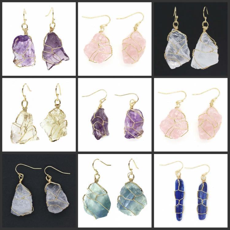 🌟 Natural Crystal Gold - Plated Amethyst Irregular Winding Earrings — Earth’s Whisper, Artisan’s Legacy 🌟 - RukaCraft