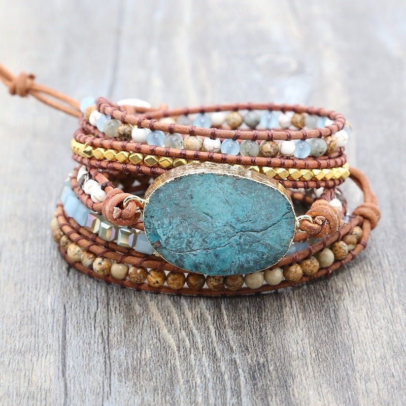 🌟 Natural Marine Stone Bracelet Beads Handmade — Ocean’s Whisper, Earth’s Guardian 🌟 - RukaCraft