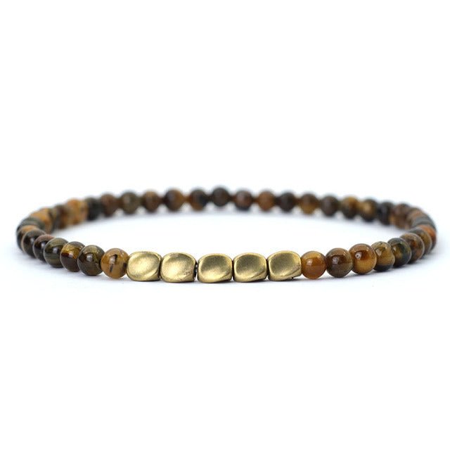 🌟 Natural Stone and Copper Spacer Single Circle Bracelet — Earth's Energy, Handcrafted Warmth 🌟 - RukaCraft