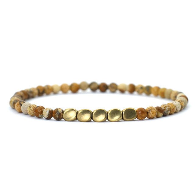 🌟 Natural Stone and Copper Spacer Single Circle Bracelet — Earth's Energy, Handcrafted Warmth 🌟 - RukaCraft